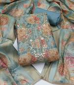 multi unstitched shimmer print handwork with printed dupatta linen dress material