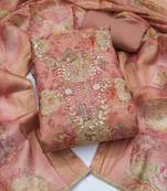 multi unstitched shimmer print handwork with printed dupatta linen dress material