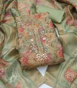 multi unstitched shimmer print handwork with printed dupatta linen dress material