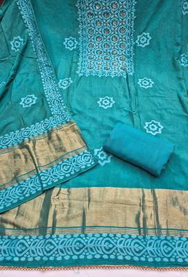 sea green unstitched print handwork with printed dupatta dress material 2