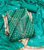 sea green unstitched print handwork with bandhani printed dupatta jam dress material