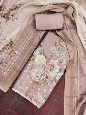 multi unstitched shimmer print handwork with printed dupatta linen dress material 4