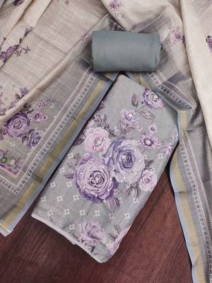 multi unstitched shimmer print handwork with printed dupatta linen dress material 4