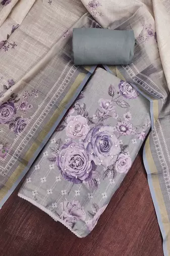 multi unstitched shimmer print handwork with printed dupatta linen dress material