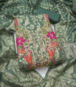 green unstitched weaving handwork with woven dupatta banarasi modal silk blend dress material