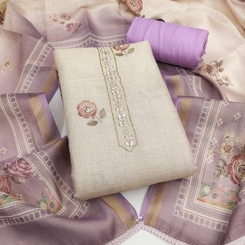 multi unstitched shimmer print handwork with printed dupatta linen dress material 1
