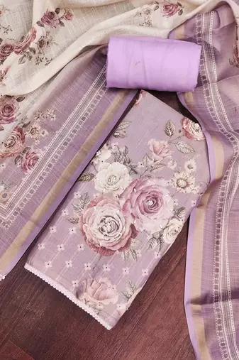 multi unstitched shimmer print handwork with printed dupatta linen dress material