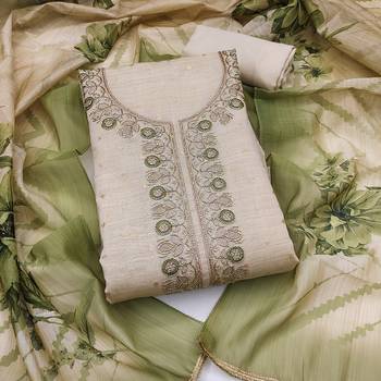 multi unstitched weaving handwork with digital printed dupatta modal butti chanderi dress material 1
