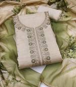 multi unstitched weaving handwork with digital printed dupatta modal butti chanderi dress material