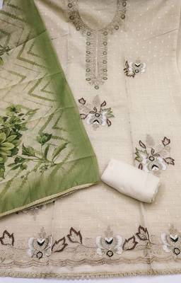 multi unstitched weaving handwork with digital printed dupatta modal butti chanderi dress material 2