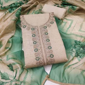 multi unstitched weaving handwork with digital printed dupatta modal butti chanderi dress material 1