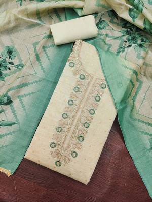 multi unstitched weaving handwork with digital printed dupatta modal butti chanderi dress material 4