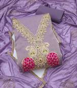 lavender unstitched beads work with embroidered dupatta viscose salsa dress material