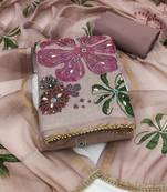 multi unstitched shimmer print handwork with printed dupatta linen dress material