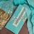 sea green unstitched weaving handwork with woven dupatta dress material
