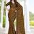Mustard color fendy satin silk two tone digital printed saree