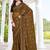 Mustard color fendy satin silk two tone digital printed saree