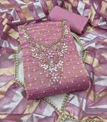 lavender unstitched thread work beads work with dupatta salsa butti dress material
