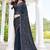 Navy blue color fendy satin silk two tone digital printed saree