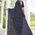 Navy blue color fendy satin silk two tone digital printed saree