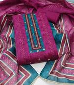 multi unstitched digital print handwork with digital printed dupatta silk blend dress material
