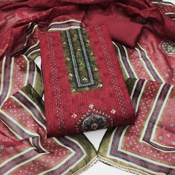 multi unstitched digital print handwork with digital printed dupatta silk blend dress material 1