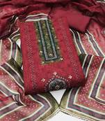 multi unstitched digital print handwork with digital printed dupatta silk blend dress material
