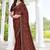 Coffee color fendy satin silk two tone digital printed saree