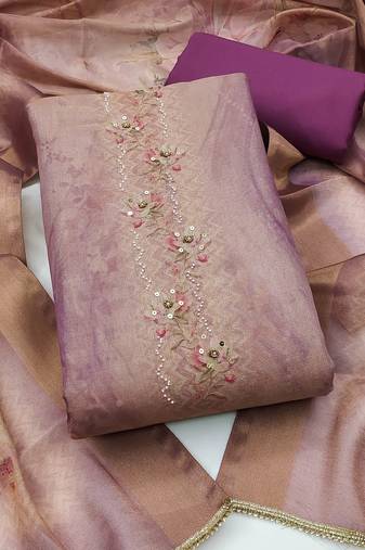 multi unstitched shimmer print handwork with printed dupatta linen dress material