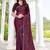 Wine color fendy satin silk two tone digital printed saree