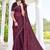 Wine color fendy satin silk two tone digital printed saree