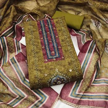 multi unstitched digital print handwork with digital printed dupatta silk blend dress material 1