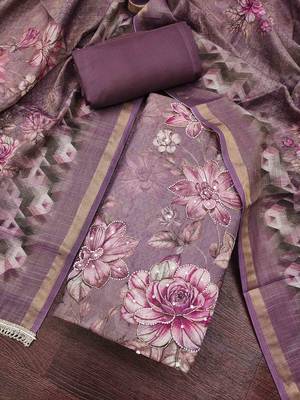 multi unstitched shimmer print handwork with printed dupatta linen dress material 4