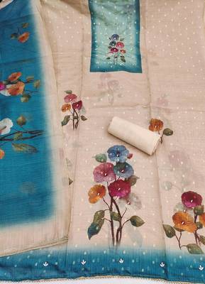 multi unstitched print handwork with digital printed dupatta modal butti dress material 2