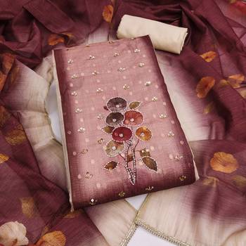 multi unstitched print handwork with digital printed dupatta modal butti dress material 1
