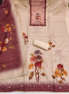 multi unstitched print handwork with digital printed dupatta modal butti dress material 2