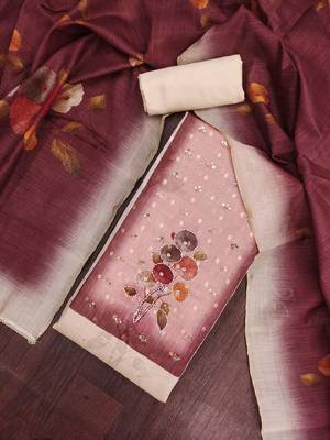 multi unstitched print handwork with digital printed dupatta modal butti dress material 4