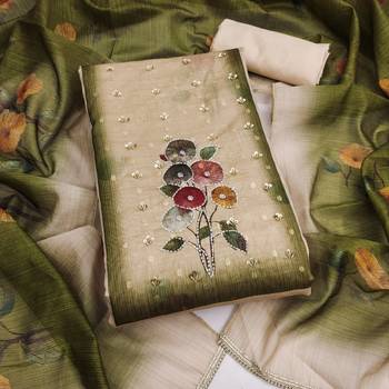 multi unstitched print handwork with digital printed dupatta modal butti dress material 1