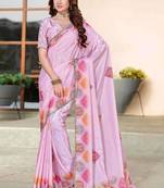 Pink color silk blend bandhni digital printed saree