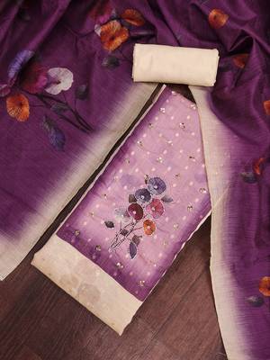 multi unstitched print handwork with digital printed dupatta modal butti dress material 4