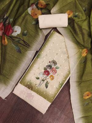 multi unstitched print handwork with digital printed dupatta modal butti dress material 4