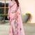 Peach color silk blend bandhni digital printed saree