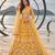 MUSTARD YELLOW NET THREAD WITH ZARI AND SEQUINCE WORK FESTIVE LEHENGA CHOLI SET FOR WOMEN'S