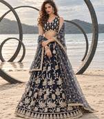 BLACK NET THREAD WITH ZARI AND SEQUINCE WORK FESTIVE LEHENGA CHOLI SET FOR WOMEN'S