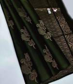 Dark green silk blend jacuard work festival saree with unstitched blouse piece
