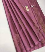 Pink silk blend jacuard work festival saree with unstitched blouse piece