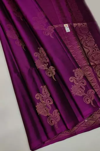 Purple silk blend jacuard work festival saree with unstitched blouse piece