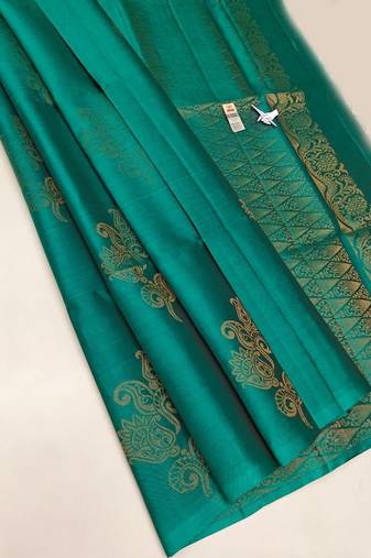Rama silk blend jacuard work festival saree with unstitched blouse piece