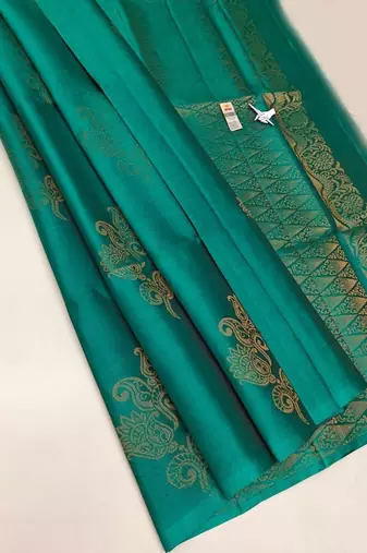 Rama silk blend jacuard work festival saree with unstitched blouse piece