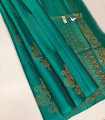 Rama silk blend jacuard work festival saree with unstitched blouse piece